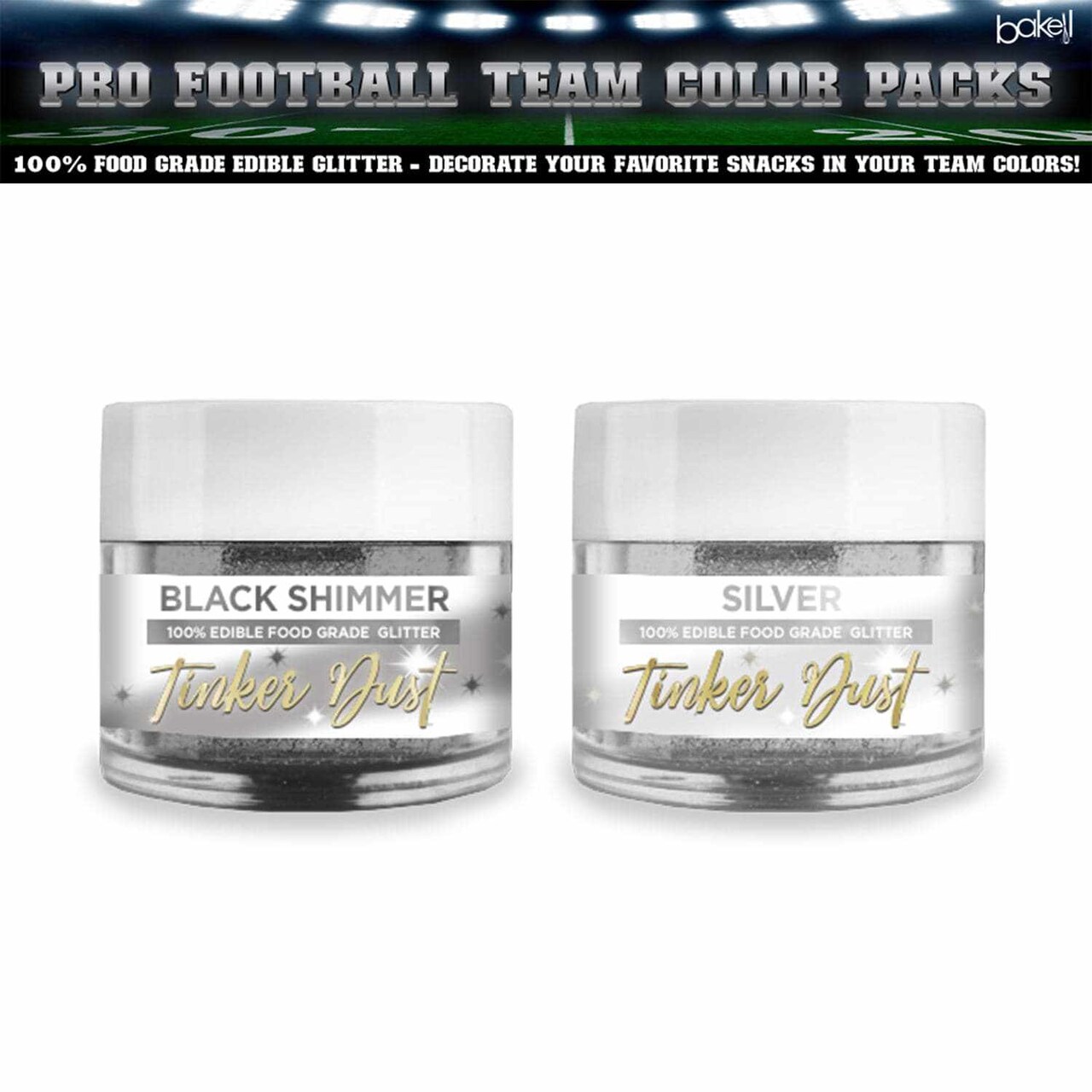 Raiders Football Black Shimmer & Silver Tinker Dust® Glitter Set